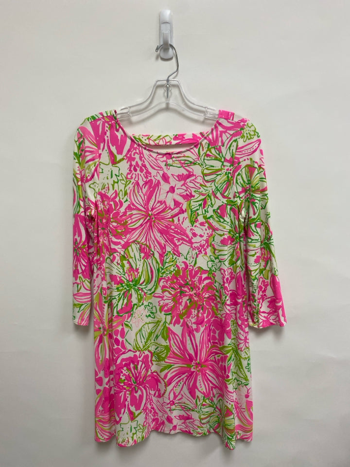 LILLY PULITZER Size M White/Pink Green Floral Ladies Dress