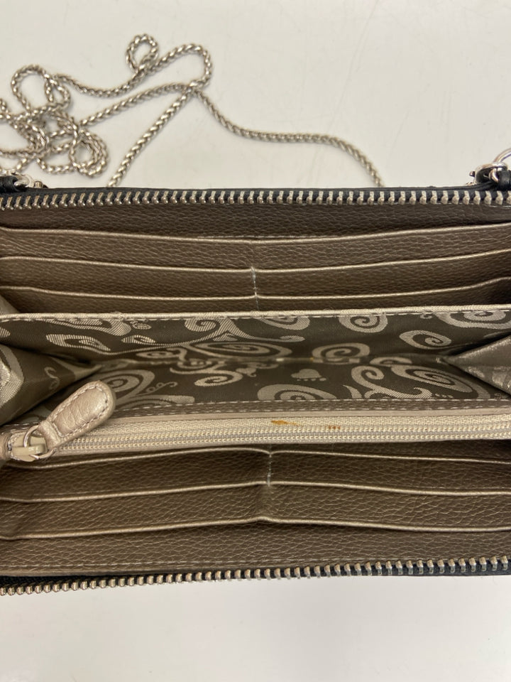 Brighton Black Silver Studded Crossbody