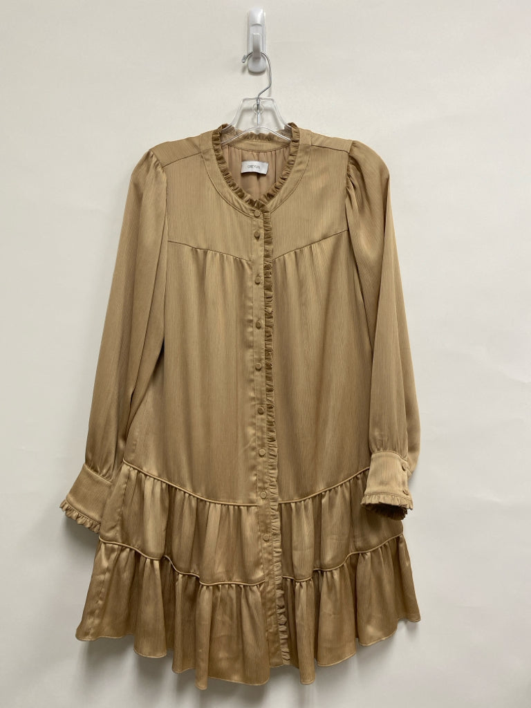 Greylin Size S Tan Crinkle Ladies Dress
