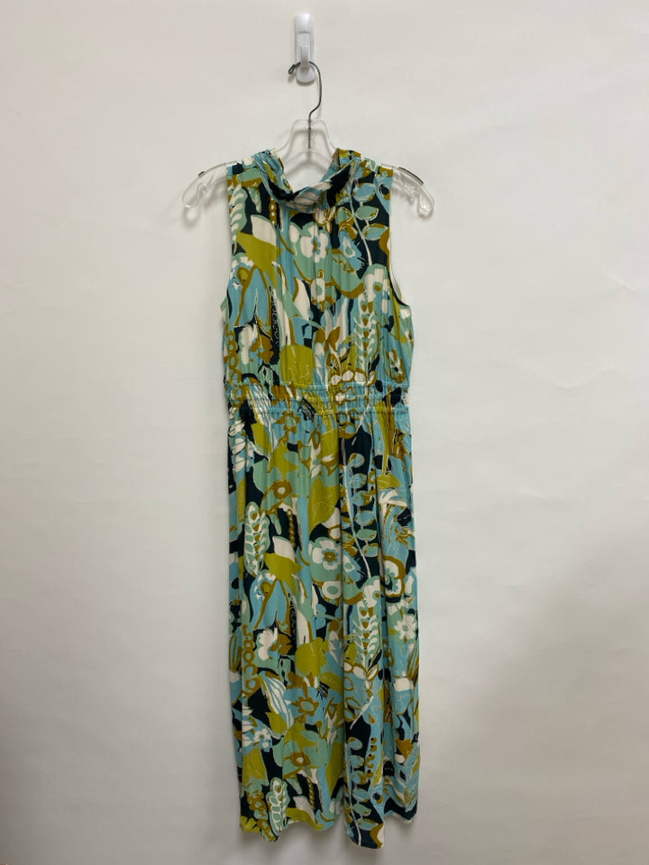 Spartina 449 Size S Aqua/Navy Cream/Green Abstract Maxi Ladies Dress