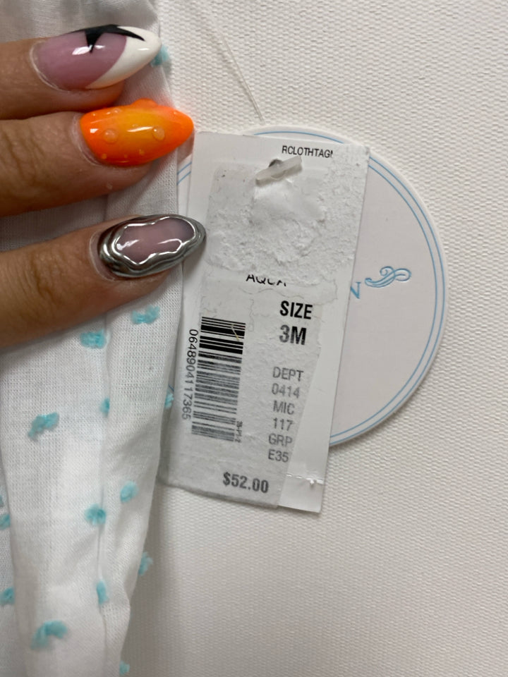 NWT EDGEHILL COLLECTION SIZE 3M White Aqua Swiss Dot Girl&