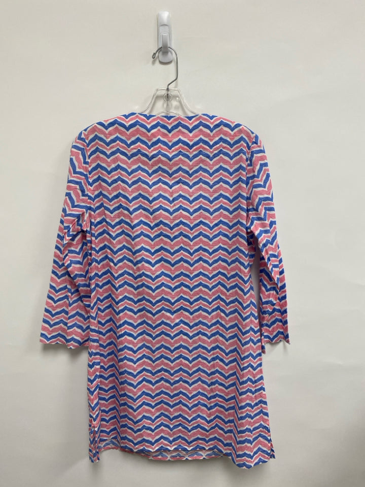 Vineyard Vines Size S White Pink/Blue Zig Zag Ladies Dress