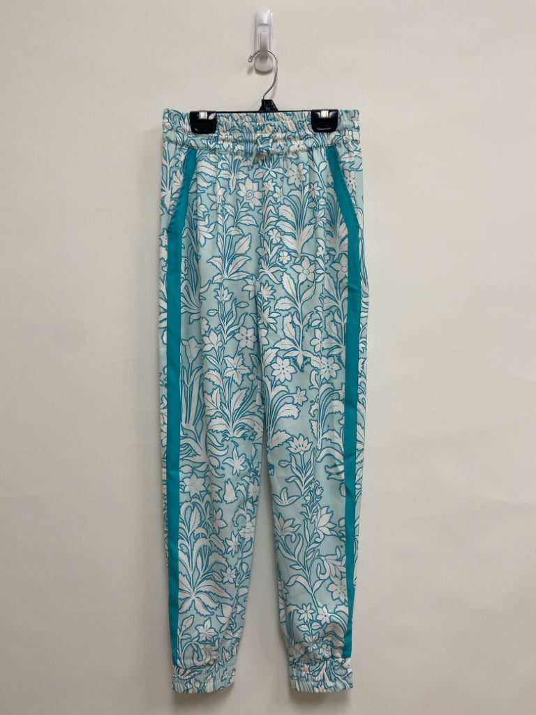 Size XS Aqua/White Floral Joggers Ladies Pants