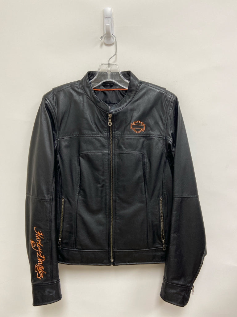 Harley-Davidson Size M Black Zip Down Leather Ladies Jacket