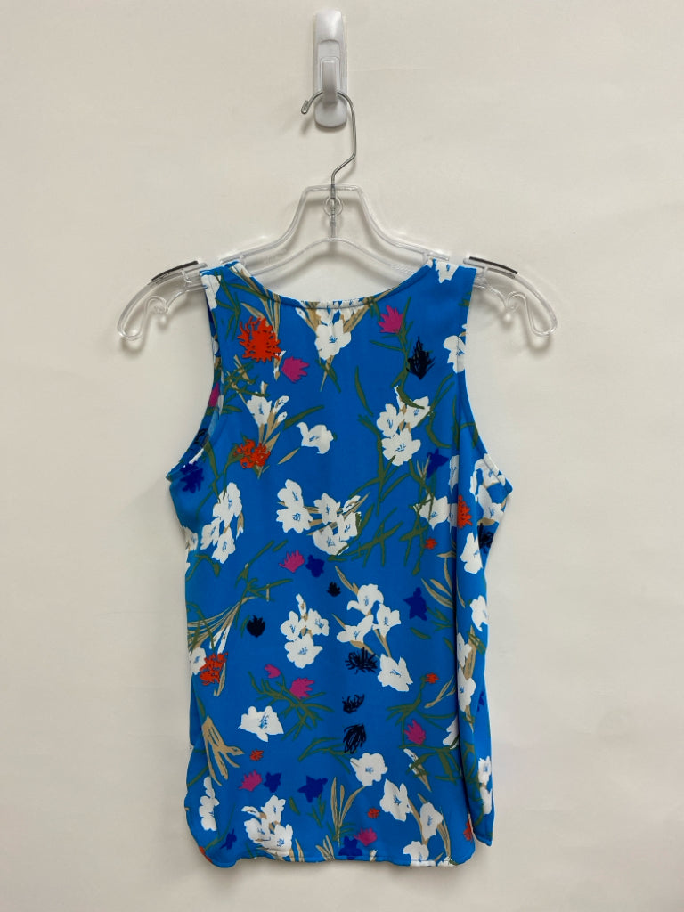NWT J Crew Size XXS Turquoise White/Green Flowers Tank Ladies Top