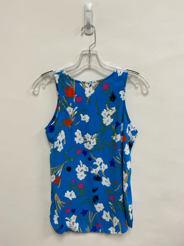 NWT J Crew Size XXS Turquoise White/Green Flowers Tank Ladies Top