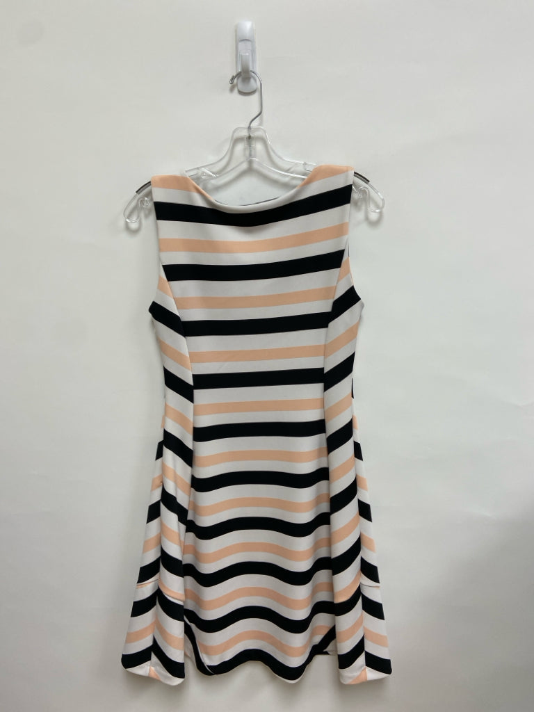 Worthington Size 6 White Peach/Black Striped Sleeveless Ladies Dress