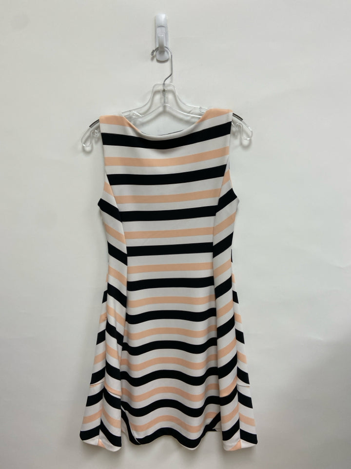 Worthington Size 6 White Peach/Black Striped Sleeveless Ladies Dress