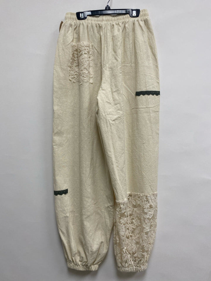 Size S Cream Embroidered Ladies Pants
