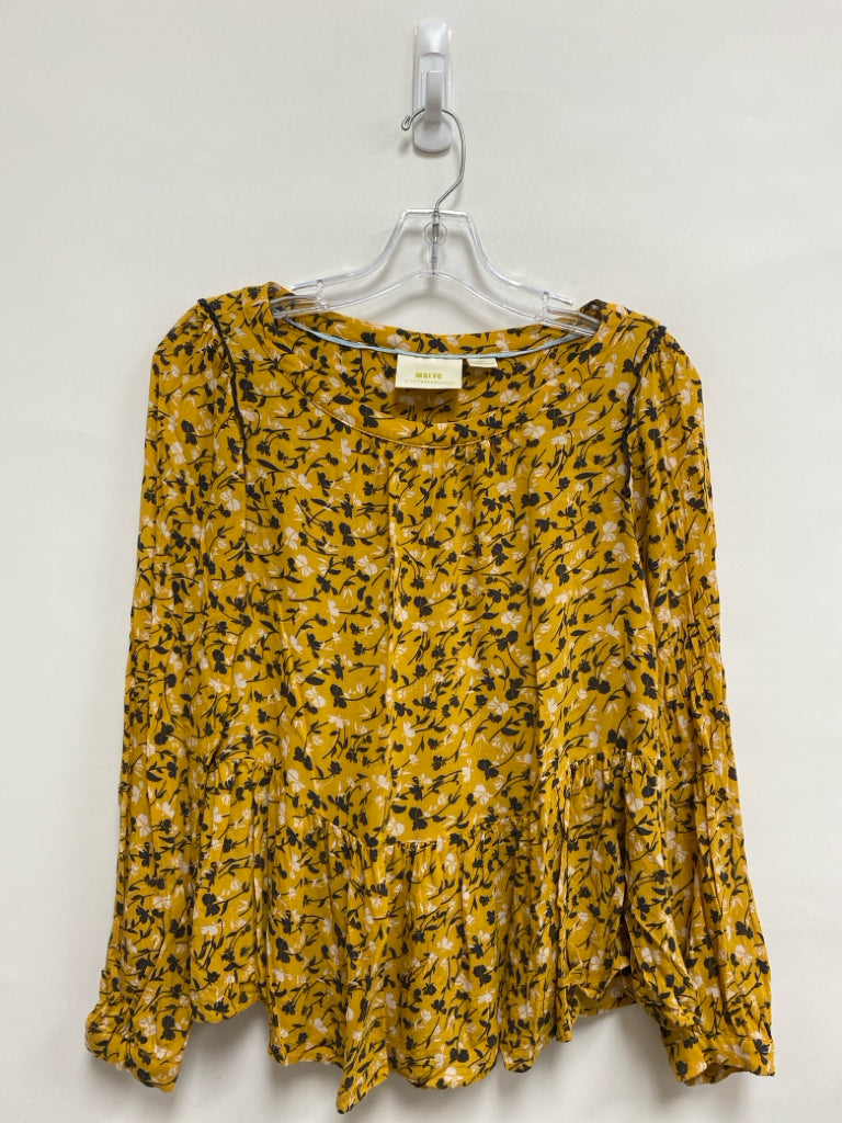 Maeve Size XS Yellow Brown/White Flowers Ladies Top