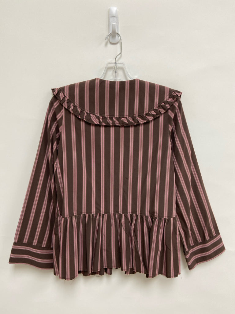 Maeve Size XS Brown Pink Striped Ladies Top