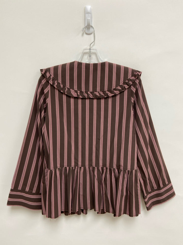 Maeve Size XS Brown Pink Striped Ladies Top
