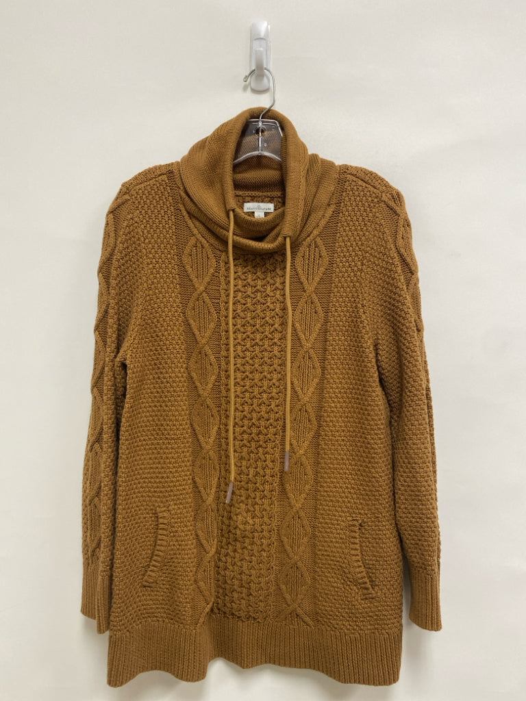 L L Bean Size L Dark Tan Texture Mock Neck Men&