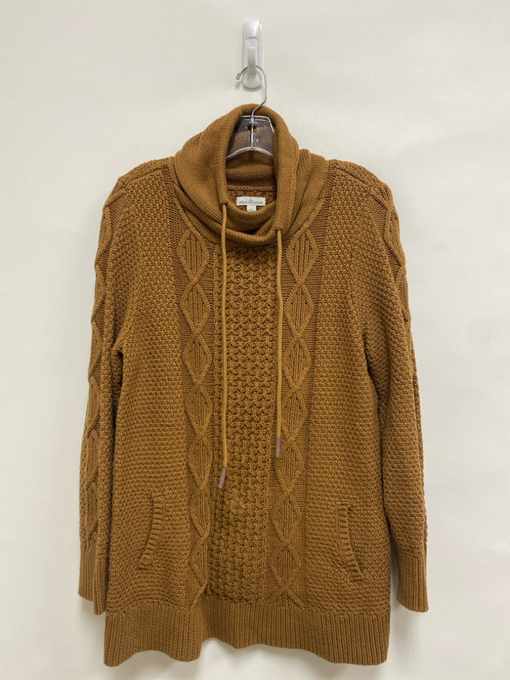 L L Bean Size L Dark Tan Texture Mock Neck Men&