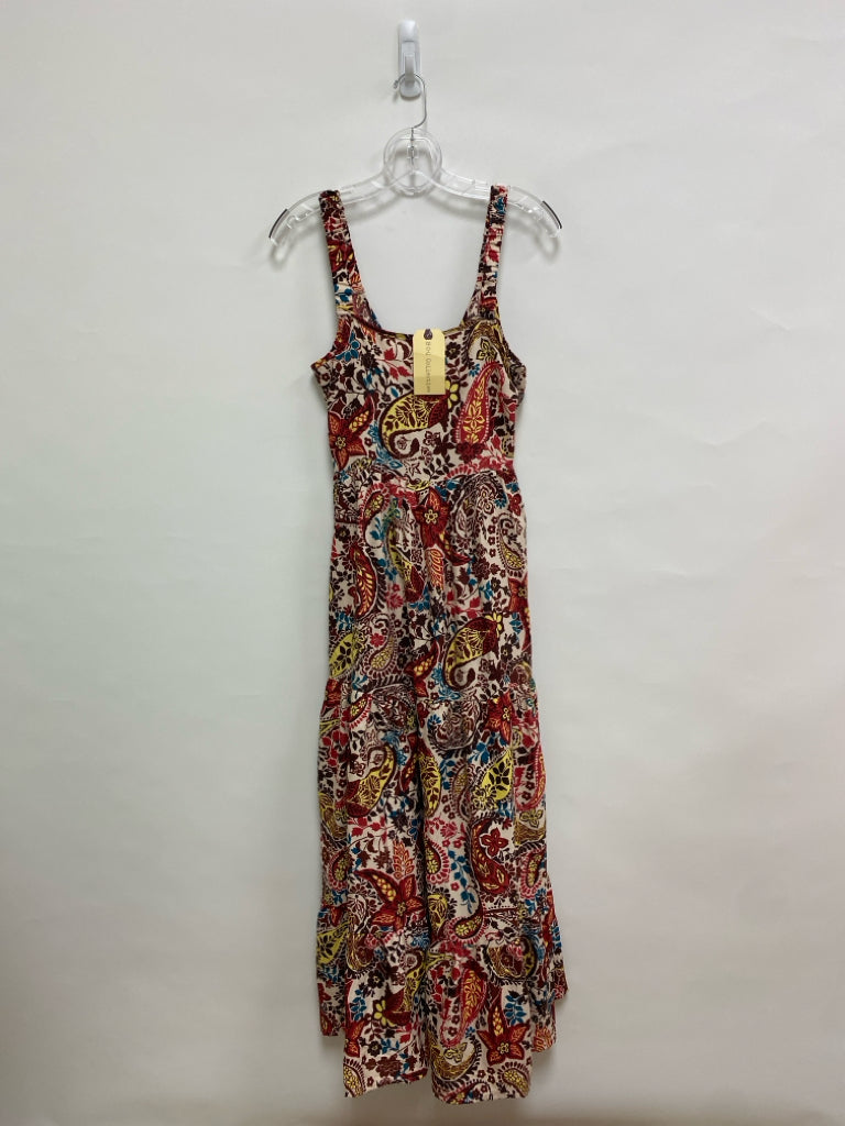 NWT band of gypsies Size M Cream/Red Brown/Yellow Paisley Maxi Ladies Dress