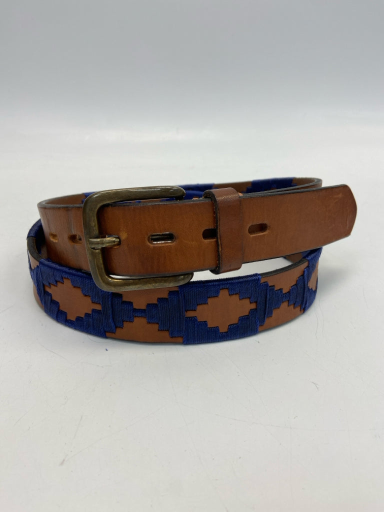 Gaucho Life Size 42 Brown Blue Embroidered Men&
