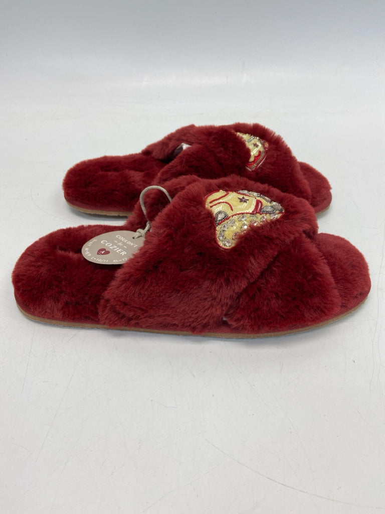NWT Maeve  Size S Dark Red Gold Sequined Slippers