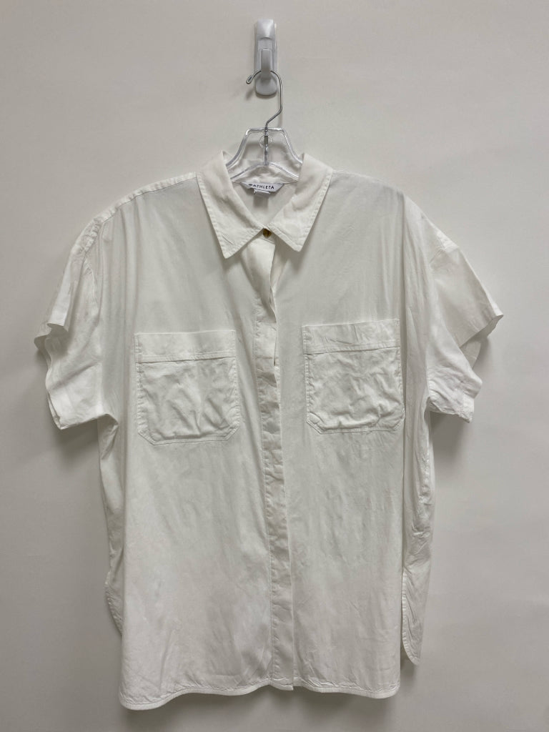 Athleta Size M White Button Up Ladies Top