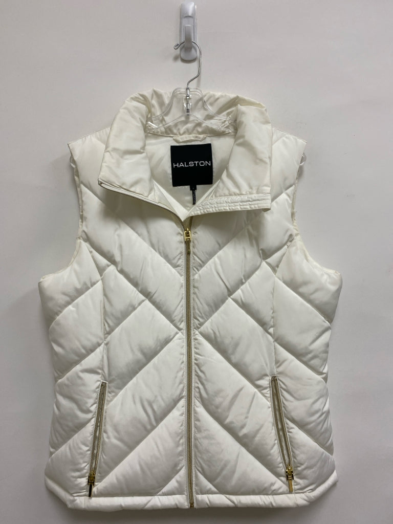 Halston Size L White Puffer Ladies Vest