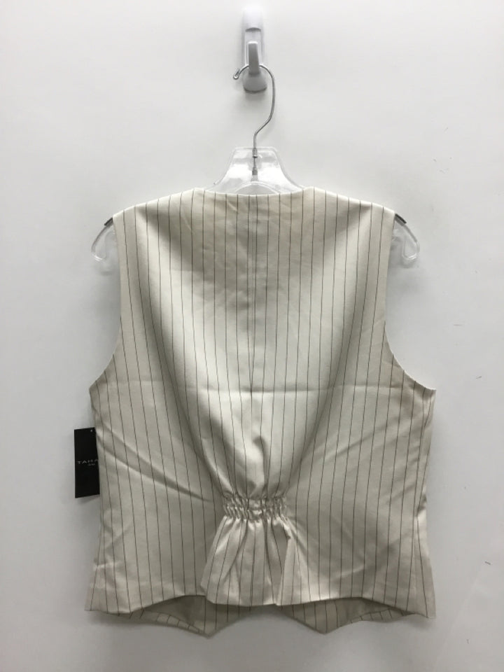 NWT Tahari Size 10 Beige Black Pinstripe Ladies Vest