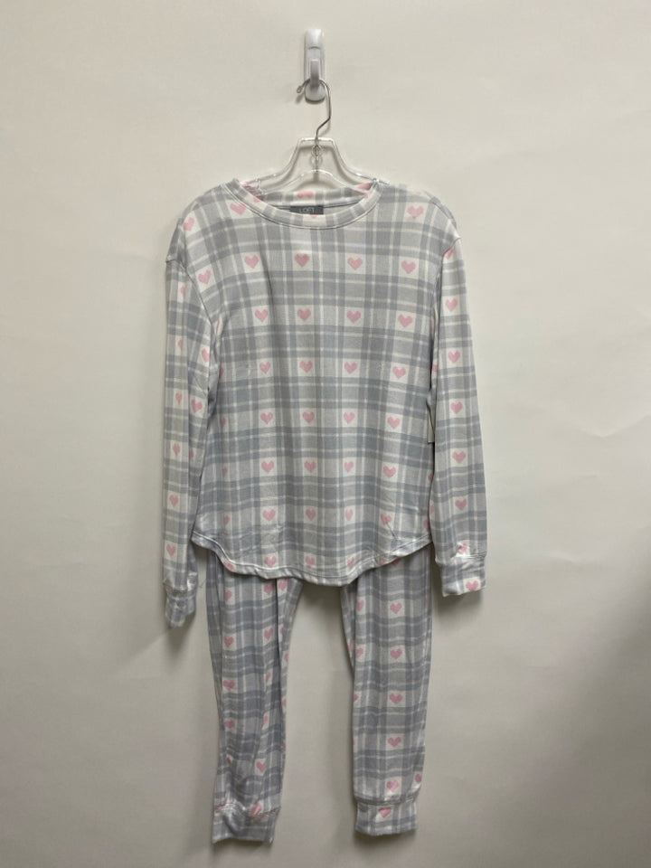 NWT LOFT Size S Gray White/Pink Plaid Ladies 2pc Pajamas