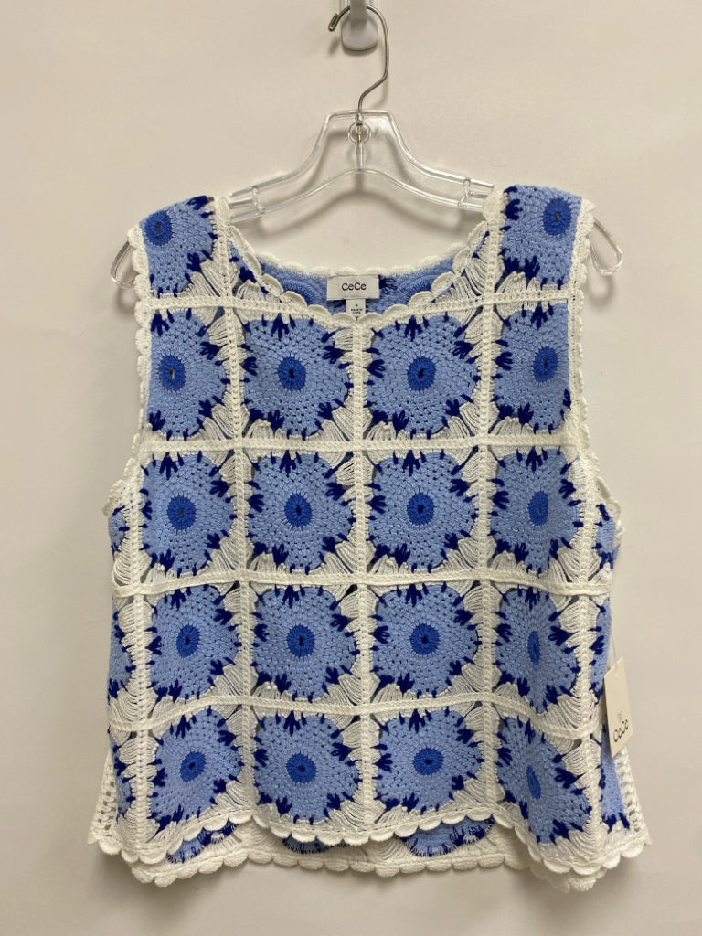 NWT CeCe Size XL Blue/White Ladies Sweater Vest