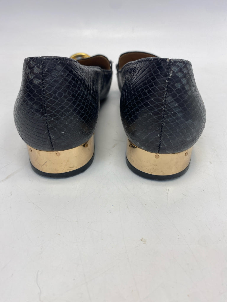 Tory Burch US Shoe Size 8 Black/Gray Gold Accent(s) Snakeskin Flats