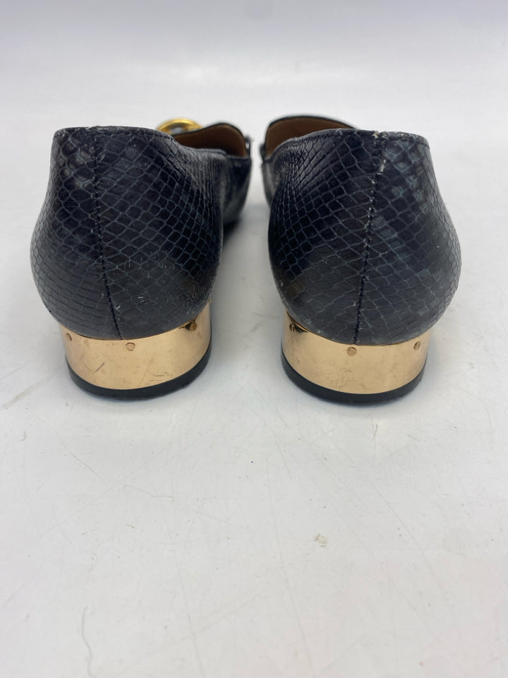Tory Burch US Shoe Size 8 Black/Gray Gold Accent(s) Snakeskin Flats