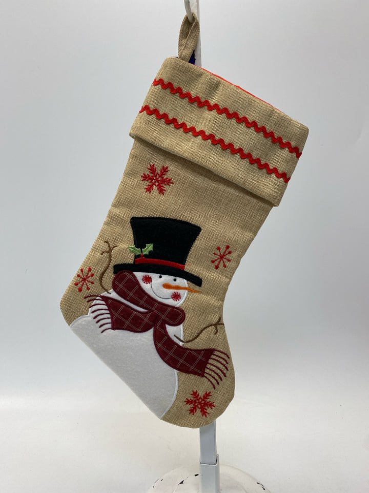 Tan Snowman Burlap Christmas
