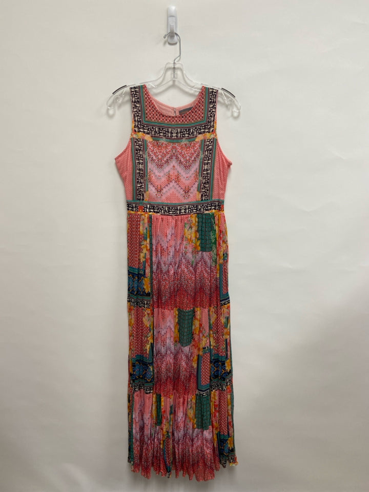 BHANUNI BY JYOTI Size 4 Brown/Cream Pink/Multi Assorted Print Maxi Ladies Dress