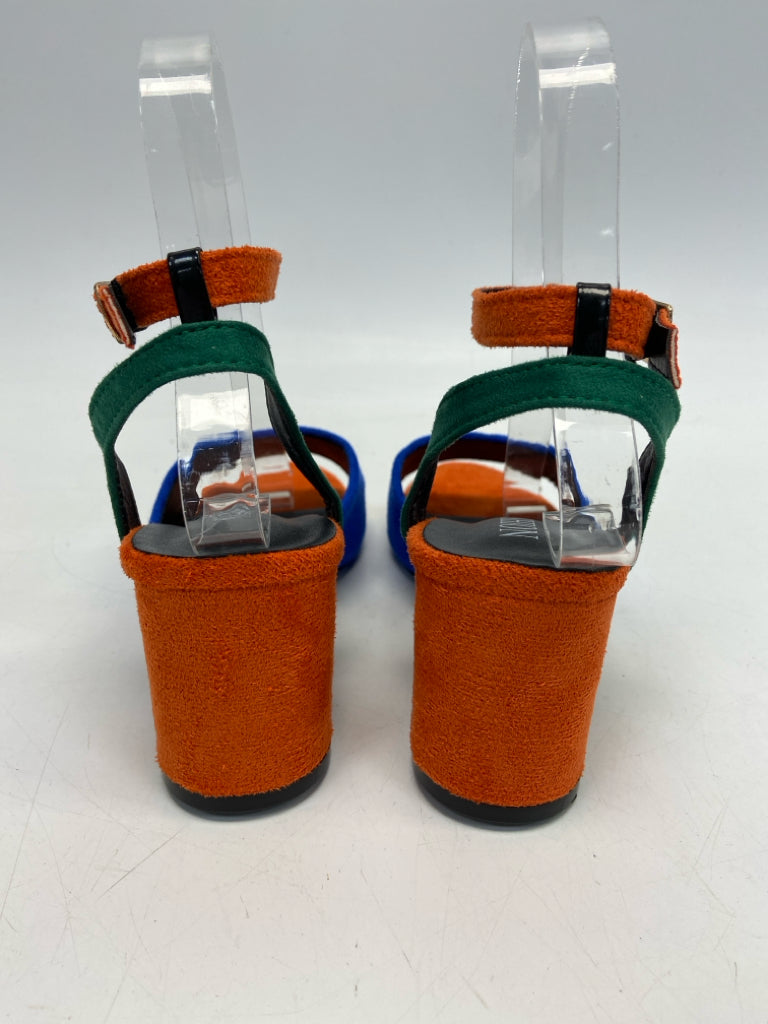 NWOT  Size 36 Orange/Blue Green Sandals