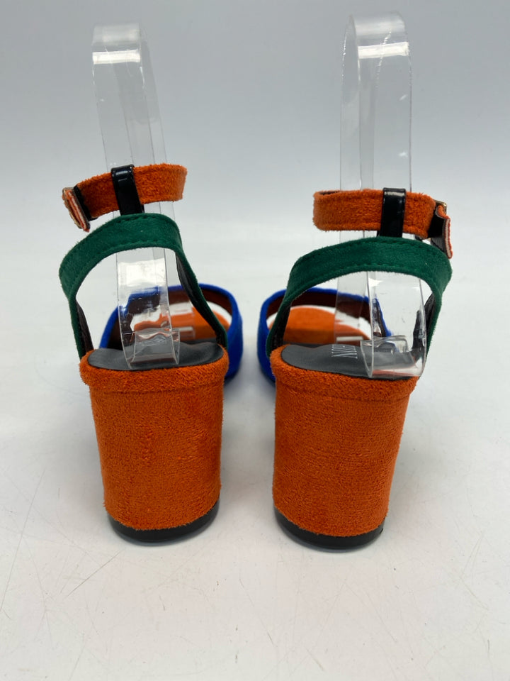 NWOT  Size 36 Orange/Blue Green Sandals