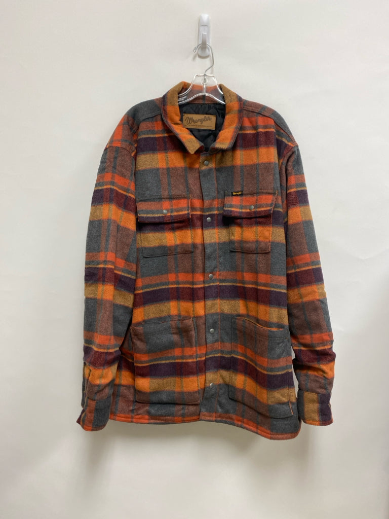 Wrangler Size XXL Orange Gray/Red Plaid Men&