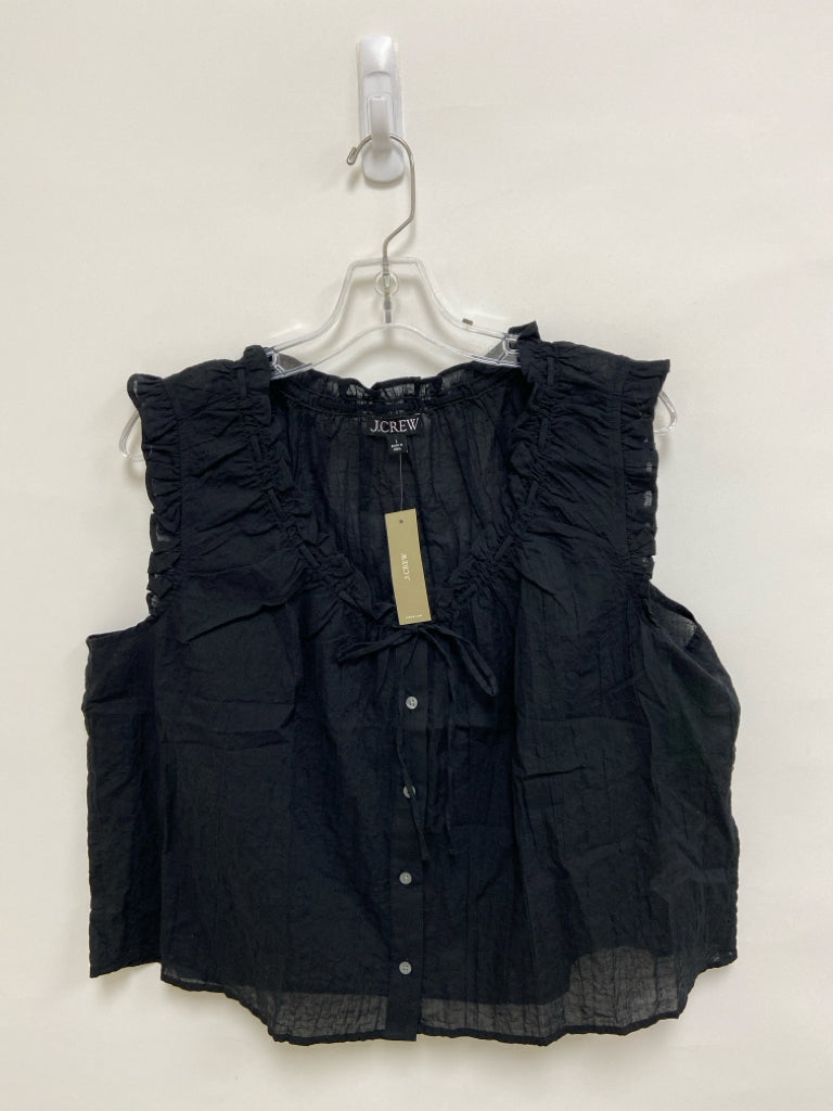 NWT J Crew Size L Black Crinkle Sleeveless Ladies Top