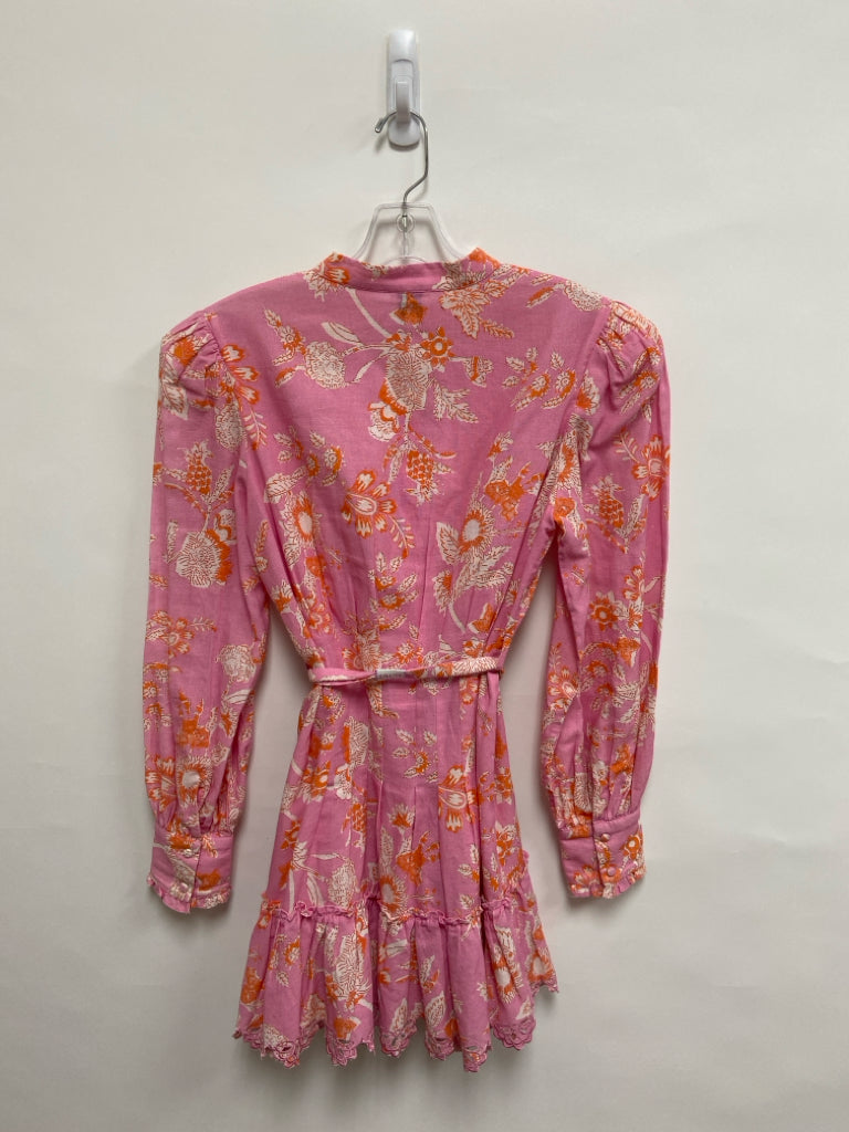 Size M Pink Coral/Cream Floral Button Up Ladies Dress