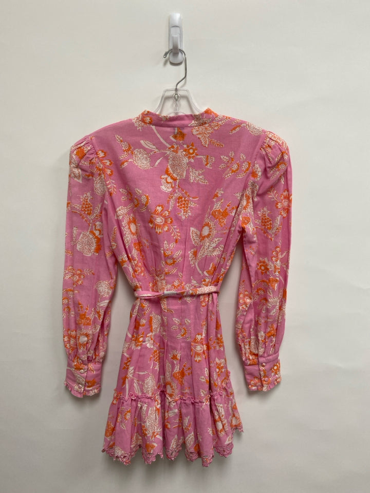 Size M Pink Coral/Cream Floral Button Up Ladies Dress