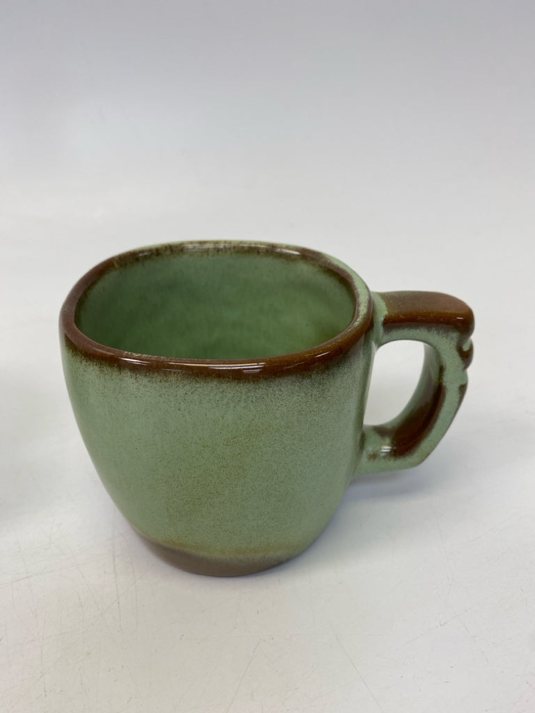 Green Brown Pottery Coffee Mug
