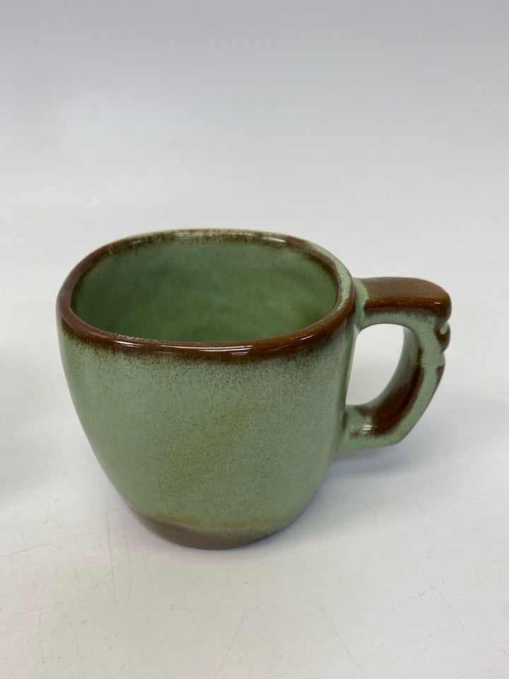 Green Brown Pottery Coffee Mug
