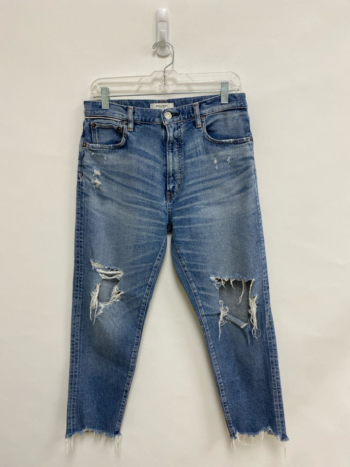 MOUSSY VINTAGE Size 28 Blue Denim Distressed Fringe Ladies Jeans