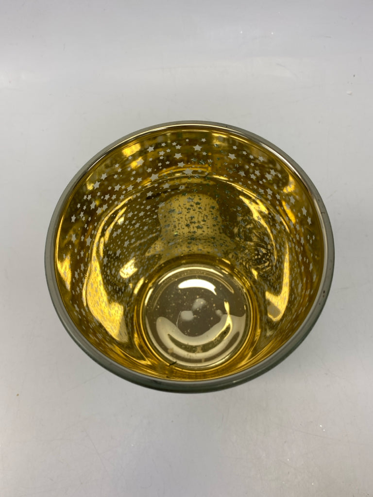 Green Frosted Stars Glass Christmas