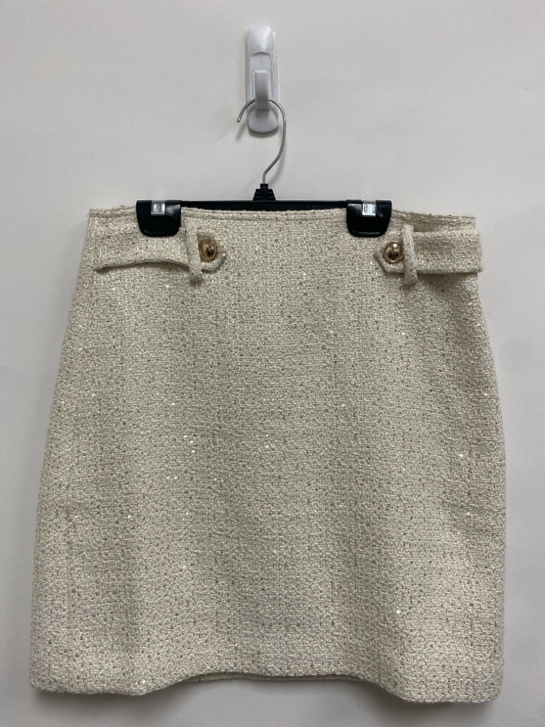 Ann Taylor Size 4 Cream Gold/Silver Sequins Ladies Skirt