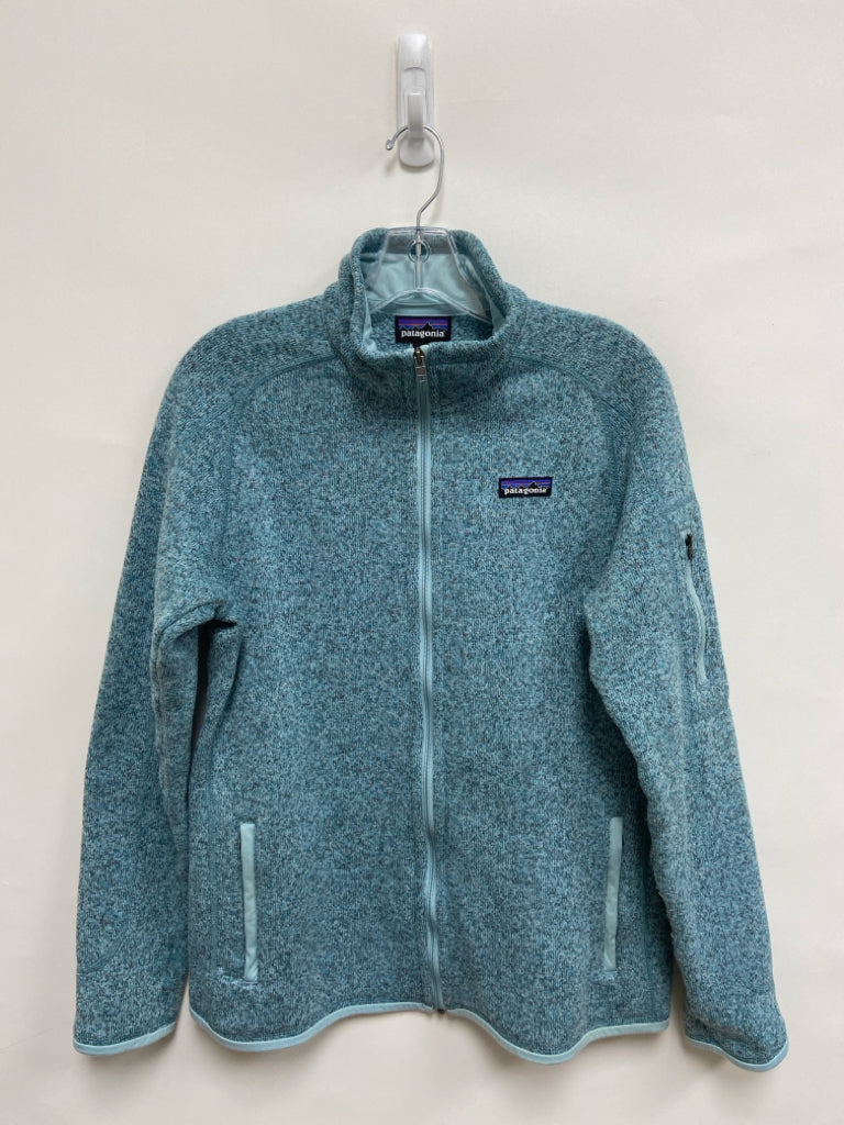 Patagonia Size L Aqua Mottled Zip Down Ladies Jacket