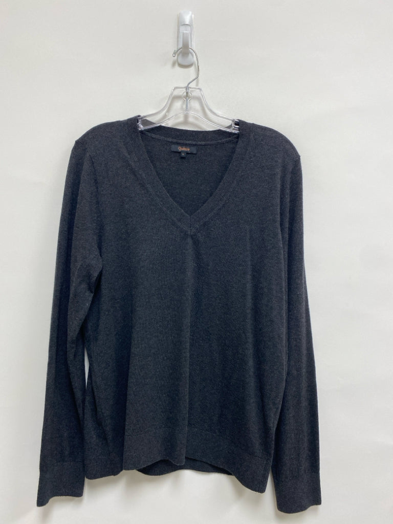 Quince Size L Charcoal V Neck Ladies Sweater