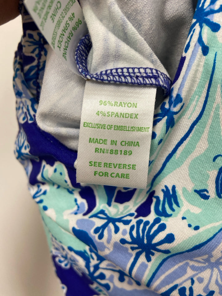 NWT LILLY PULITZER Size XS Aqua/White Navy/Blue Sleeveless Ladies Jumpsuit