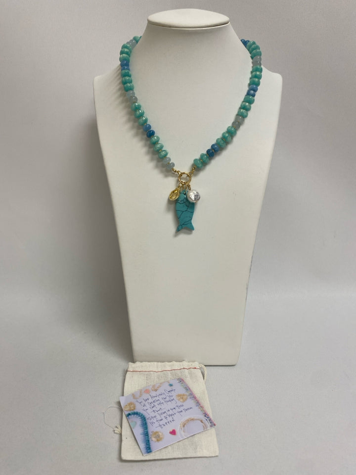 NWT Turquoise Gold Color Charms Necklace