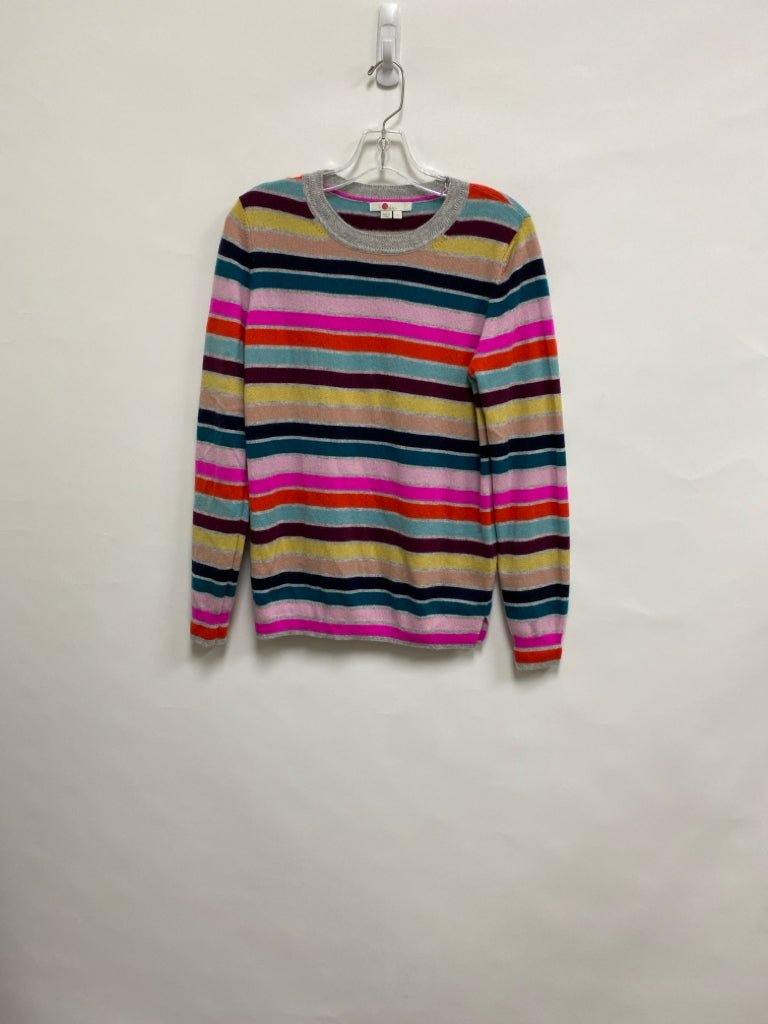 Boden Size M Gray Multi Color Stripes Cashmere Ladies Sweater