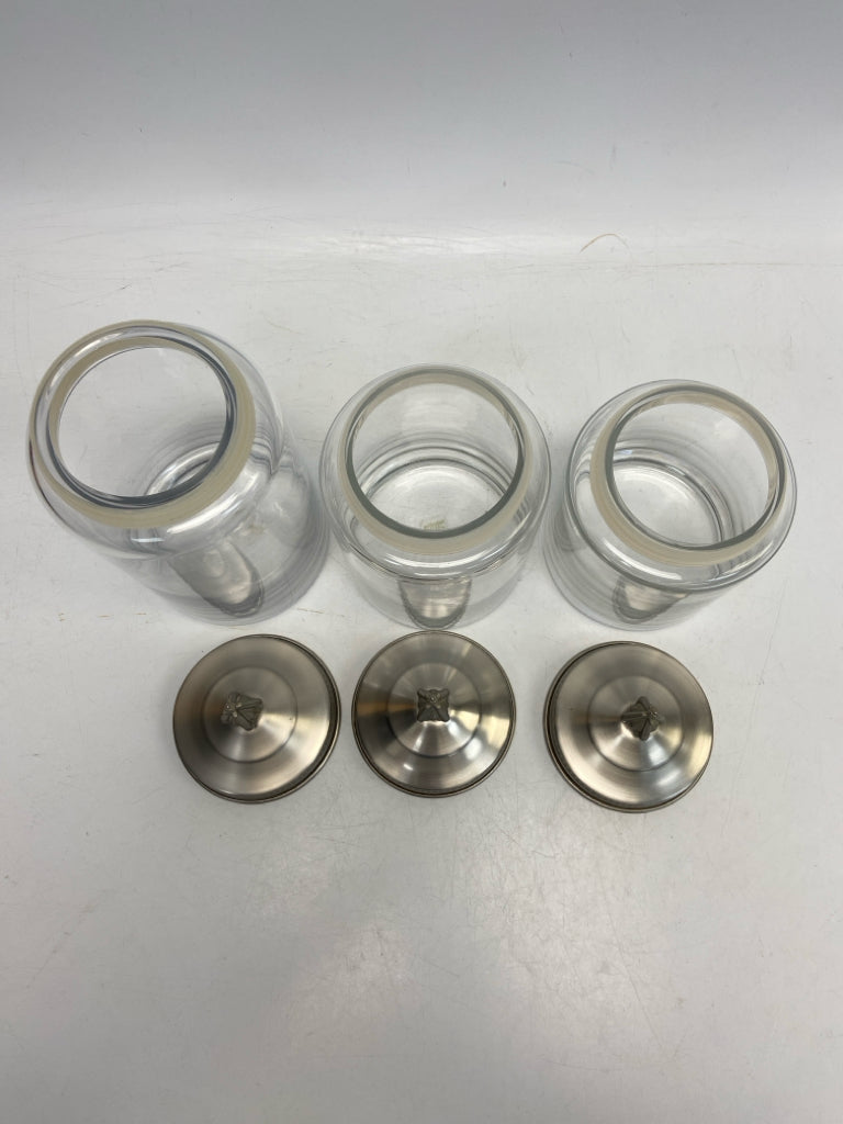 Southern Living Clear Silver Metal/Glass Canister Set