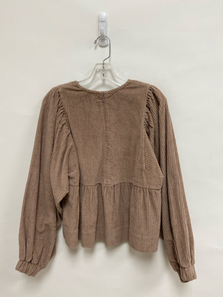 Size M Beige Puff Sleeve Corduroy Ladies Top