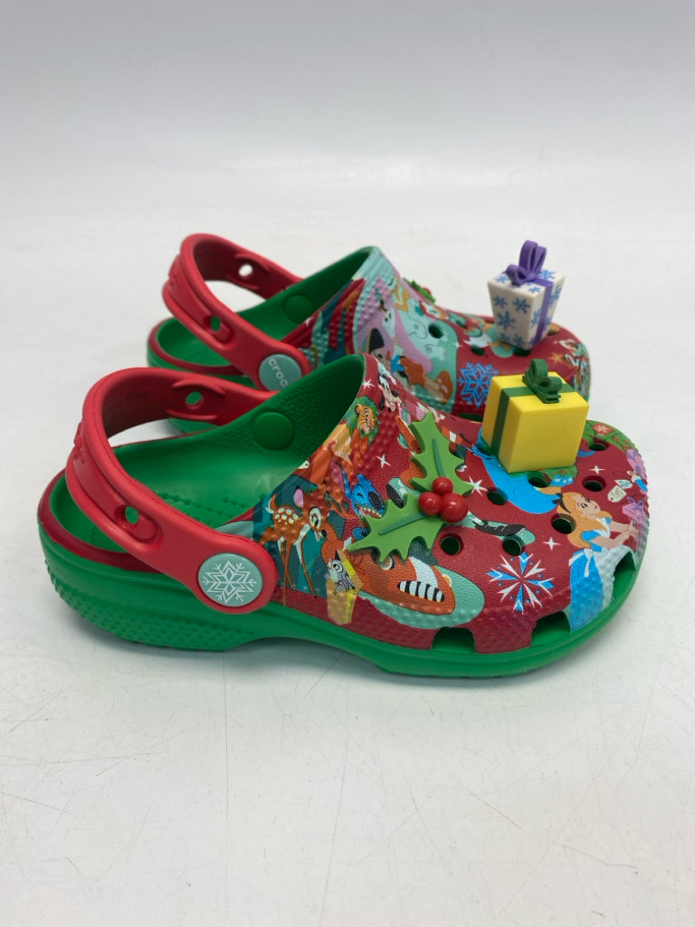 Crocs SIZE 9 Green Red Christmas Boy&