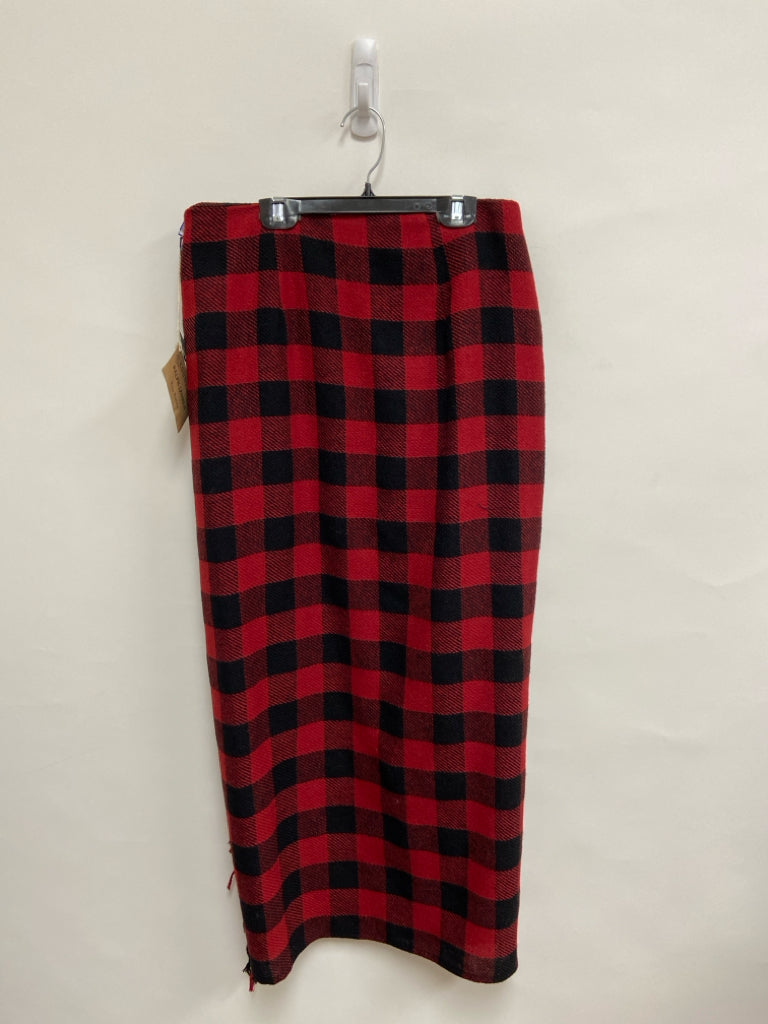 NWT Ralph Lauren Size 14 Red/Black Buffalo Check Wool Ladies Skirt